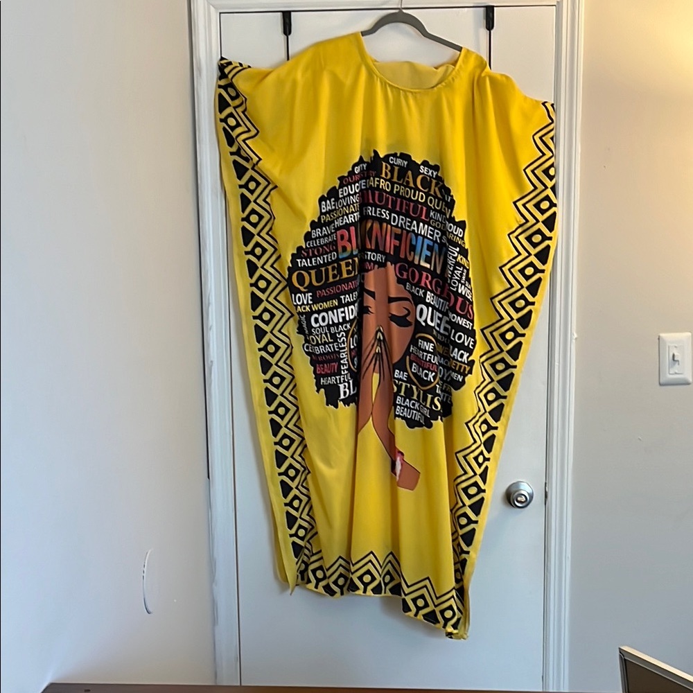 Yellow Graphic Kaftan Dress